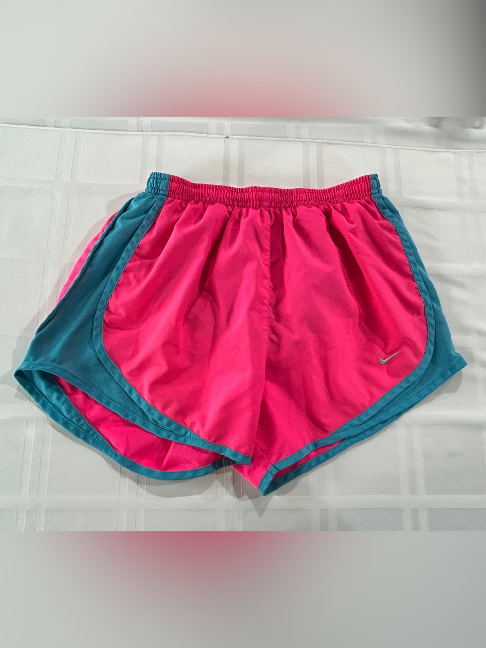 Nike Women’s Bright Pink Athletic Shorts with Teal Trim